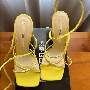 Zara Women's Bright Yellow Heeled Sandals